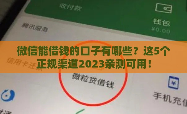 微信能借钱的口子有哪些？这5个正规渠道2023亲测可用！