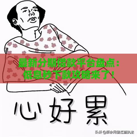 最新分期借款平台盘点：低息秒下款攻略来了！