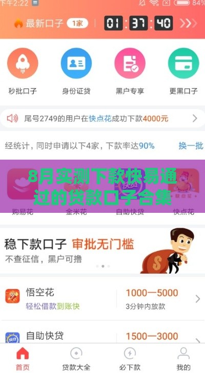 8月实测下款快易通过的贷款口子合集