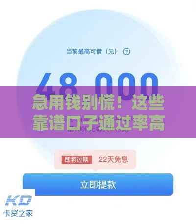 急用钱别慌！这些靠谱口子通过率高还容易下款