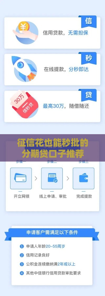 征信花也能秒批的分期贷口子推荐