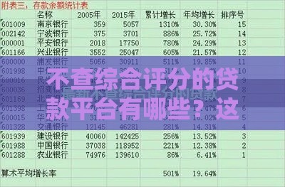 不查综合评分的贷款平台有哪些？这5家低门槛快速下款！