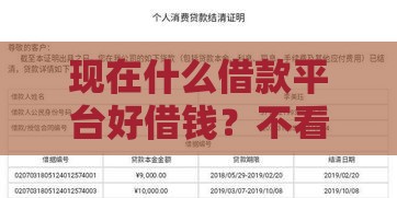 现在什么借款平台好借钱？不看征信也能下款的几个选择！
