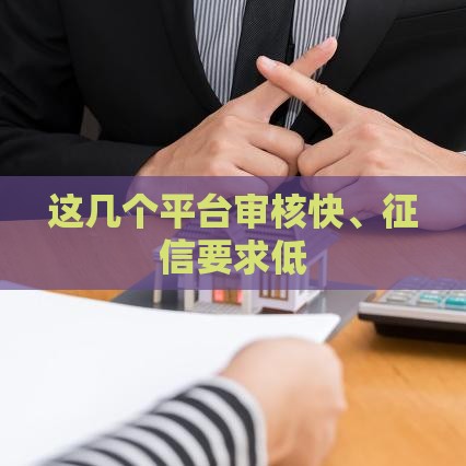 这几个平台审核快、征信要求低