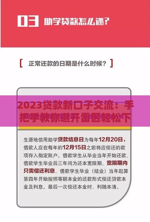 2023贷款新口子交流：手把手教你避开雷区轻松下款