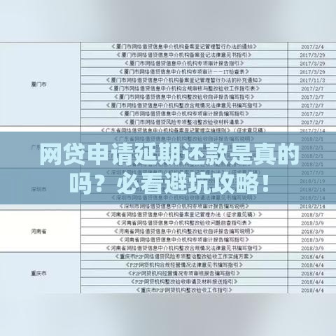 网贷申请延期还款是真的吗？必看避坑攻略！
