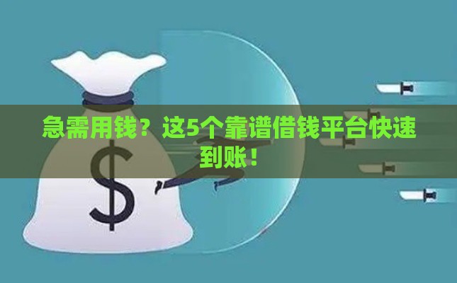 急需用钱？这5个靠谱借钱平台快速到账！
