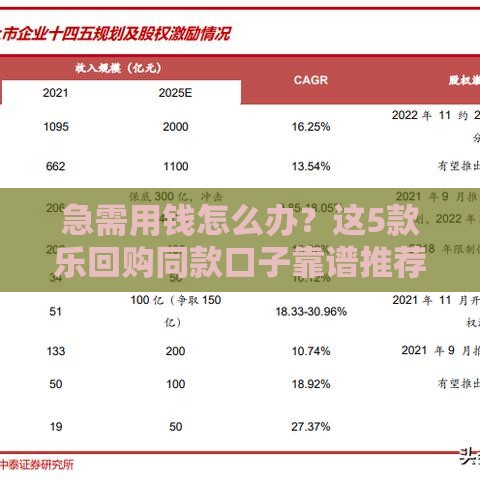 急需用钱怎么办？这5款乐回购同款口子靠谱推荐！