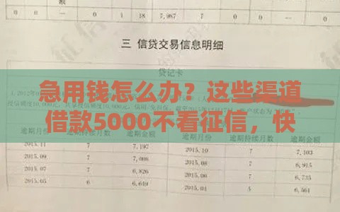 急用钱怎么办？这些渠道借款5000不看征信，快速到账！