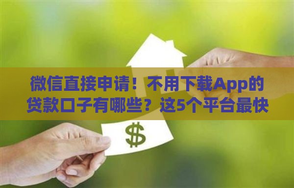 微信直接申请！不用下载App的贷款口子有哪些？这5个平台最快当天到账