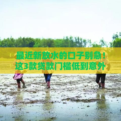 最近新放水的口子别急！这3款贷款门槛低到意外