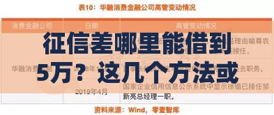 征信差哪里能借到5万？这几个方法或许能帮你应急