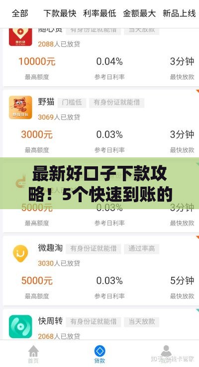 最新好口子下款攻略！5个快速到账的低门槛靠谱平台