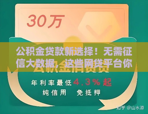 公积金贷款新选择！无需征信大数据，这些网贷平台你知道吗？