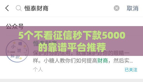 5个不看征信秒下款5000的靠谱平台推荐