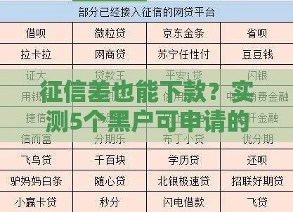 征信差也能下款？实测5个黑户可申请的网贷平台