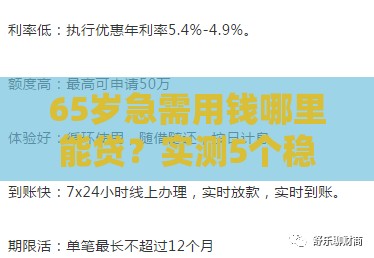 65岁急需用钱哪里能贷？实测5个稳过审的贷款口子推荐！