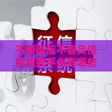 不看征信不看负债的贷款平台有哪些？