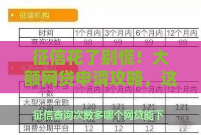 征信花了别慌！大额网贷申请攻略，这5招帮你快速下款