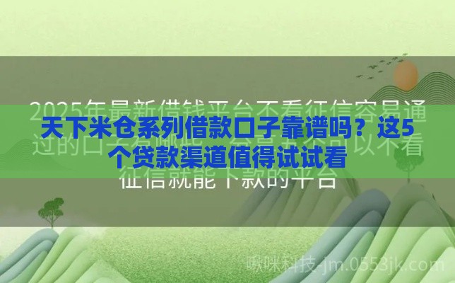天下米仓系列借款口子靠谱吗？这5个贷款渠道值得试试看