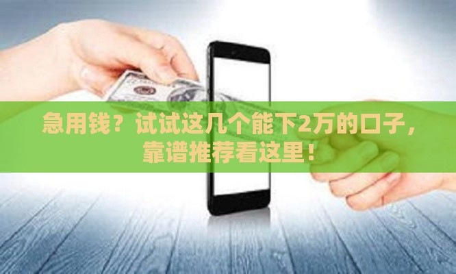 急用钱？试试这几个能下2万的口子，靠谱推荐看这里！