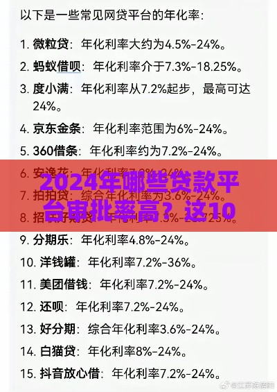 2024年哪些贷款平台审批率高？这10家下款快又靠谱！
