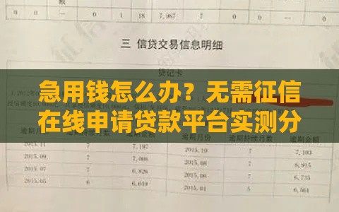 急用钱怎么办？无需征信在线申请贷款平台实测分享