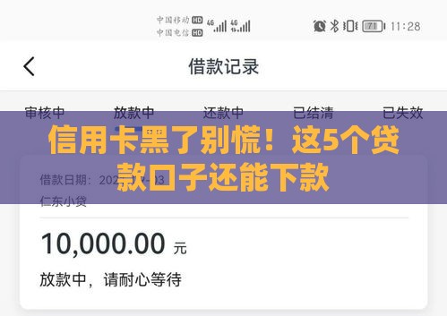 信用卡黑了别慌！这5个贷款口子还能下款