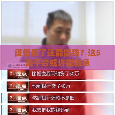 征信废了还能借钱？这5类平台或许能救急