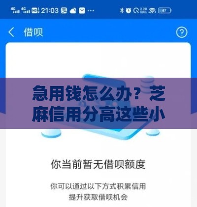 急用钱怎么办？芝麻信用分高这些小额贷款口子真能救急