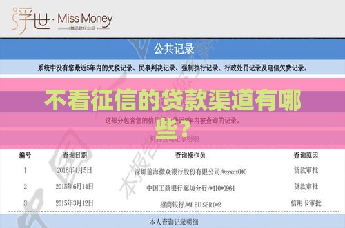 不看征信的贷款渠道有哪些？