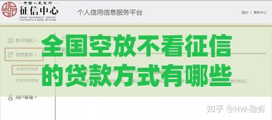 全国空放不看征信的贷款方式有哪些？