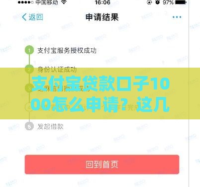支付宝贷款口子1000怎么申请？这几个技巧让你快速到账！