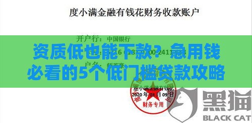 资质低也能下款？急用钱必看的5个低门槛贷款攻略