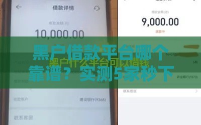 黑户借款平台哪个靠谱？实测5家秒下款渠道，