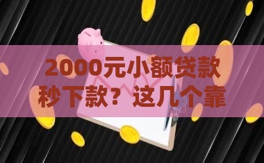 2000元小额贷款秒下款？这几个靠谱渠道你知道吗！