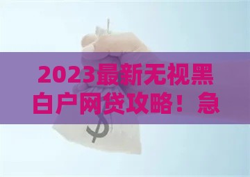 2023最新无视黑白户网贷攻略！急用钱必看，这5家真实下款案例分享