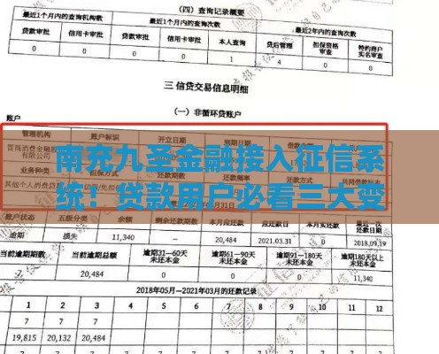 南充九圣金融接入征信系统！贷款用户必看三大变化