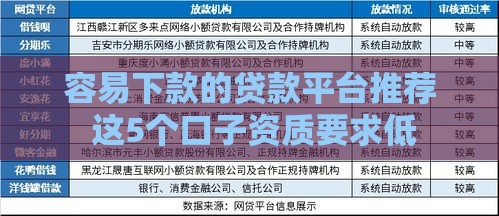 容易下款的贷款平台推荐 这5个口子资质要求低