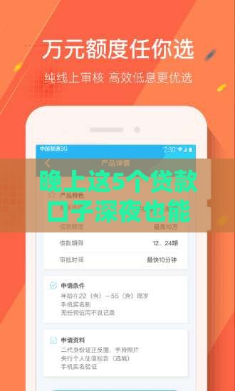 晚上这5个贷款口子深夜也能秒批到账