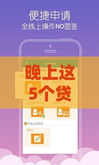 晚上这5个贷款口子深夜也能秒批到账