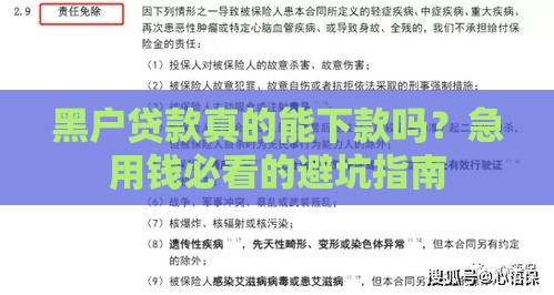 黑户贷款真的能下款吗？急用钱必看的避坑指南