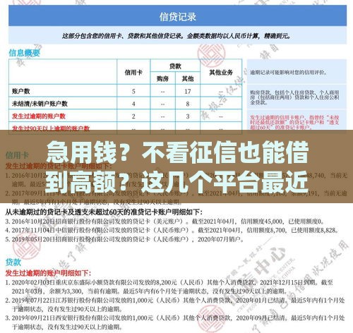 急用钱？不看征信也能借到高额？这几个平台最近火出圈！
