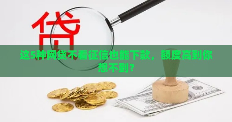 这5种网贷不看征信也能下款，额度高到你想不到？