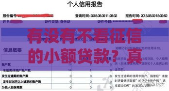 有没有不看征信的小额贷款？真实渠道盘点