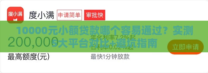 10000元小额贷款哪个容易通过？实测5大平台对比+避坑指南