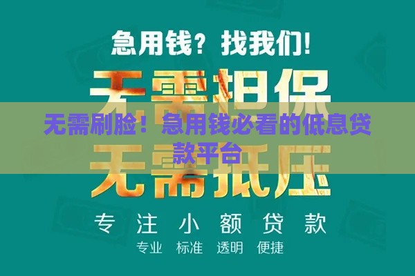 无需刷脸！急用钱必看的低息贷款平台