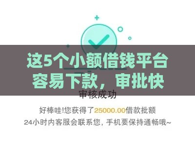 这5个小额借钱平台容易下款，审批快、门槛低
