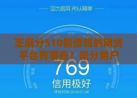 芝麻分510能借钱的网贷平台有哪些？低分用户必看攻略