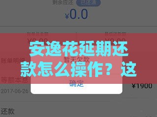 安逸花延期还款怎么操作？这4个条件必须满足！